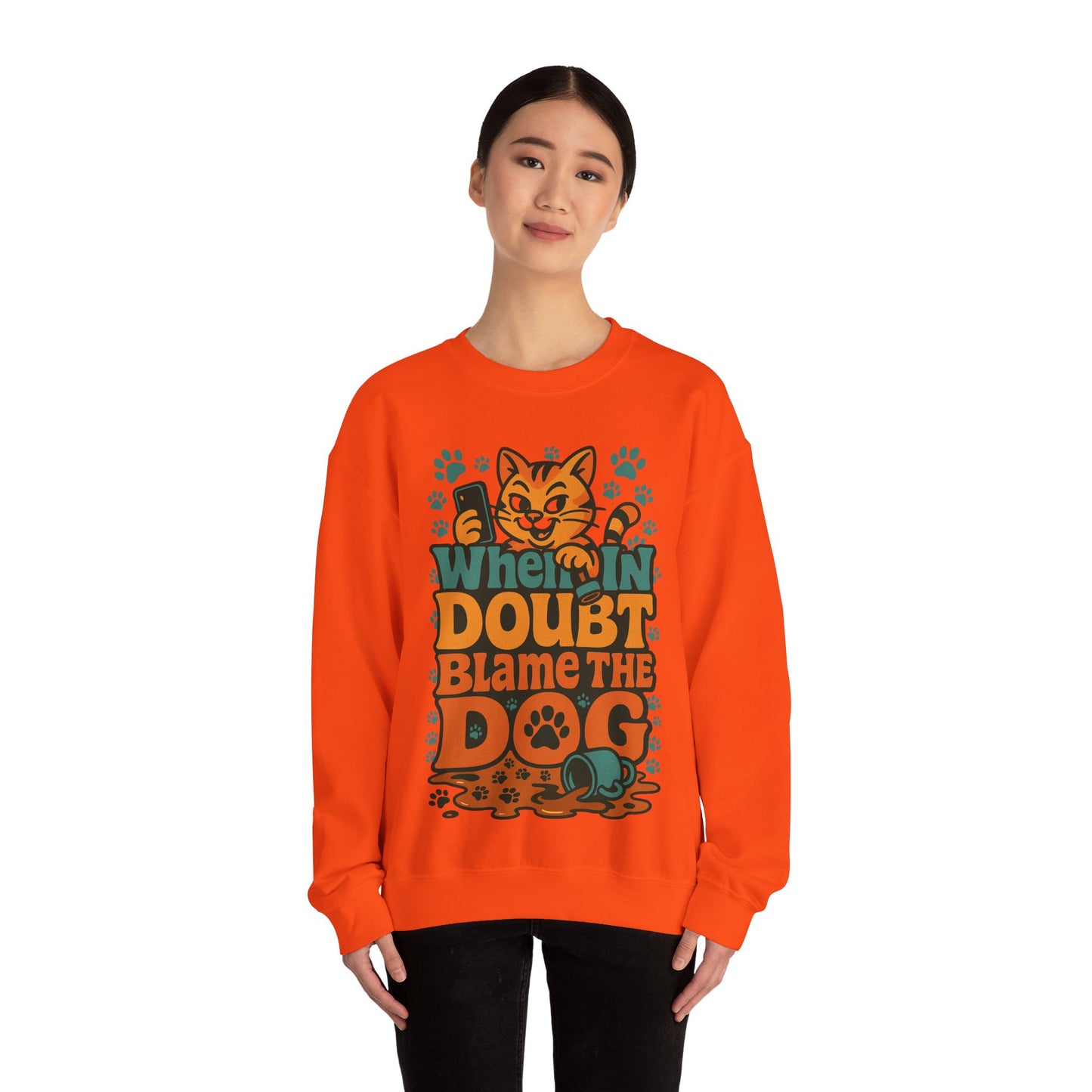 Funny Cat and Dog Fun Gift for Pet Owners Crewneck Sweatshirt