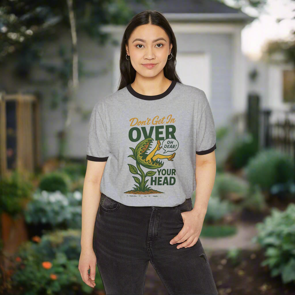 Vintage-Inspired Unisex Ringer T-Shirt with Humorous Gardening Retro Tee
