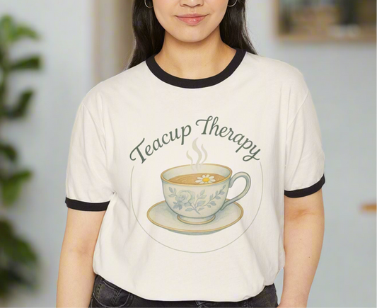 Teacup Therapy Self-Care Ringer T-Shirt
