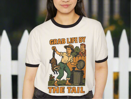 Vintage-Inspired Graphic T-Shirt for Adventurers,"Grab Life By The Tail" Retro Graphic Tee