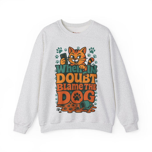 Funny Cat and Dog Fun Gift for Pet Owners Crewneck Sweatshirt