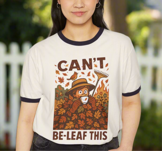Whimsical Fall-Themed Unisex Cotton Ringer T-Shirt