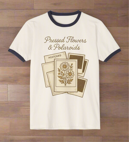 Vintage Boho “Pressed Flowers and Polaroids Ringer T-Shirt