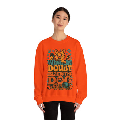 Funny Cat and Dog Fun Gift for Pet Owners Crewneck Sweatshirt