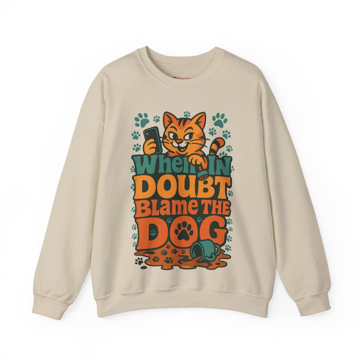 Funny Cat and Dog Fun Gift for Pet Owners Crewneck Sweatshirt