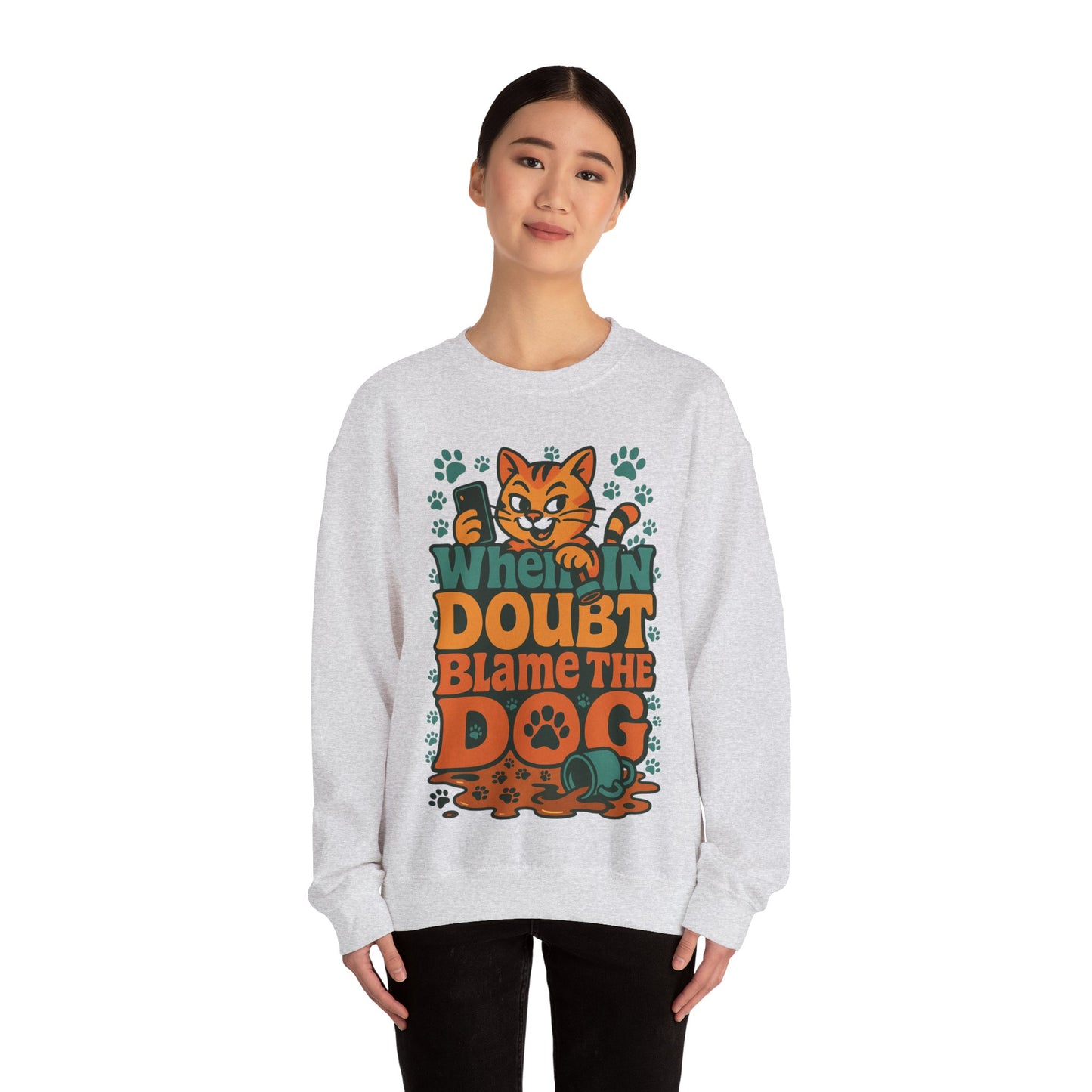 Funny Cat and Dog Fun Gift for Pet Owners Crewneck Sweatshirt