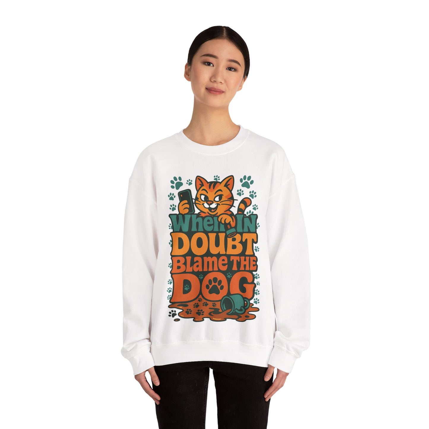 Funny Cat and Dog Fun Gift for Pet Owners Crewneck Sweatshirt