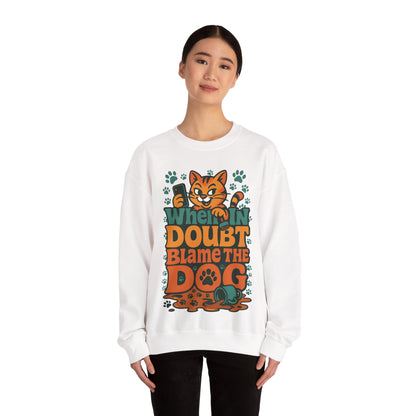 Funny Cat and Dog Fun Gift for Pet Owners Crewneck Sweatshirt