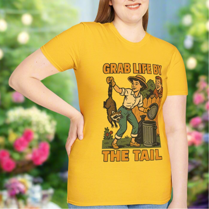 Vintage Humor Unisex T-Shirt | Funny Retro "Grab Life By The Tail" Unisex  Tee