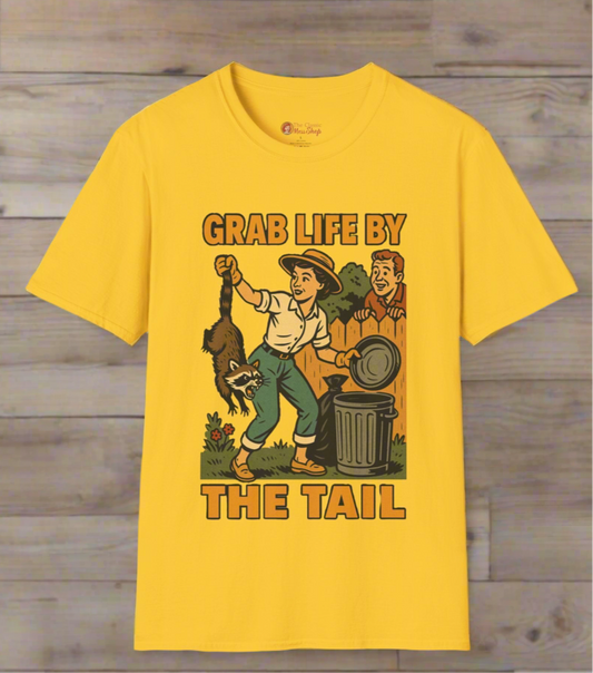 Vintage Humor Unisex T-Shirt | Funny Retro "Grab Life By The Tail" Unisex  Tee