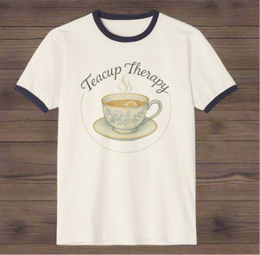 Teacup Therapy Self-Care Ringer T-Shirt