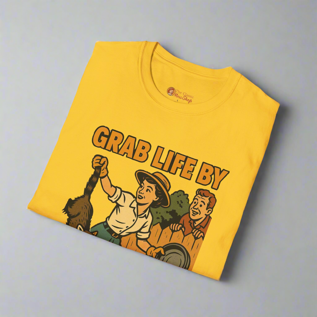Vintage Humor Unisex T-Shirt | Funny Retro "Grab Life By The Tail" Unisex  Tee