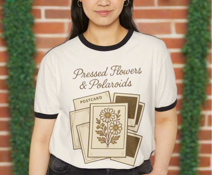 Vintage Boho “Pressed Flowers and Polaroids Ringer T-Shirt