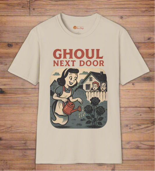 Funny Ghoul Next Door Graphic T-Shirt, Halloween  Unisex Casual Tee